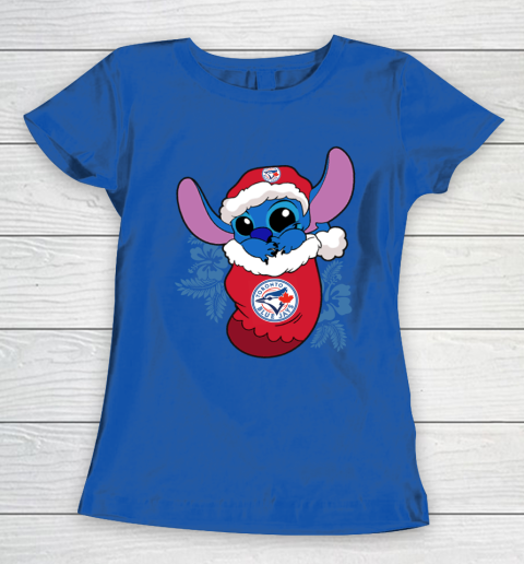Toronto Blue Jays Christmas Stitch In The Sock Funny Disney MLB Women's T-Shirt 9