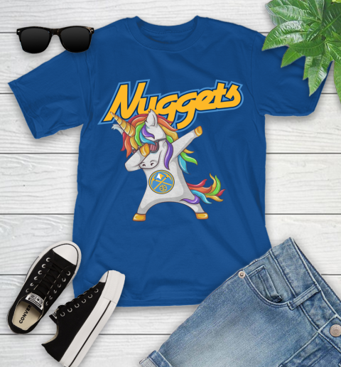 Denver Nuggets NBA Basketball Funny Unicorn Dabbing Sports Youth T-Shirt 9