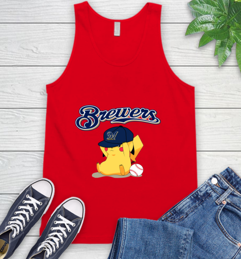 MLB Pikachu Baseball Sports Milwaukee Brewers Tank Top 6