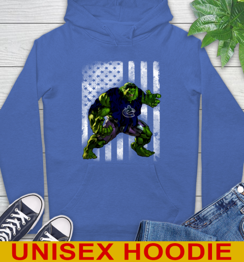 Vancouver Canucks Hulk Marvel Avengers NHL Hockey American Flag Hoodie 9