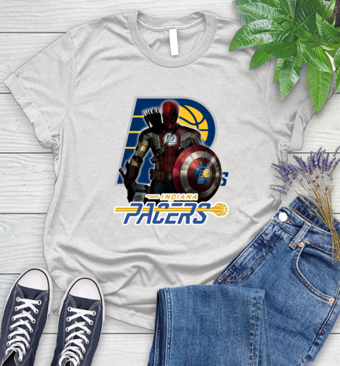 Indiana Pacers NBA Basketball Captain America Thor Spider Man Hawkeye Avengers Women's T-Shirt