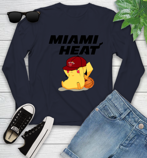 NBA Pikachu Basketball Sports Miami Heat Youth Long Sleeve 3