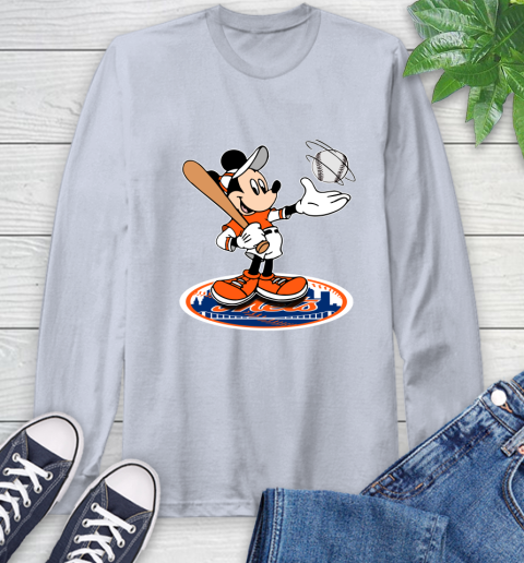 MLB Baseball New York Mets Cheerful Mickey Disney Shirt Long Sleeve T-Shirt 6