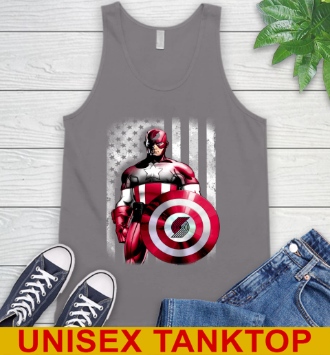 Portland Trail Blazers NBA Basketball Captain America Marvel Avengers American Flag Shirt Tank Top 6
