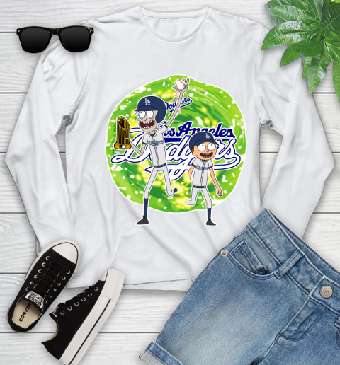MLB Los Angeles Dodgers Rick And Morty Commissioner's Trophy Baseball Sports Youth Long Sleeve