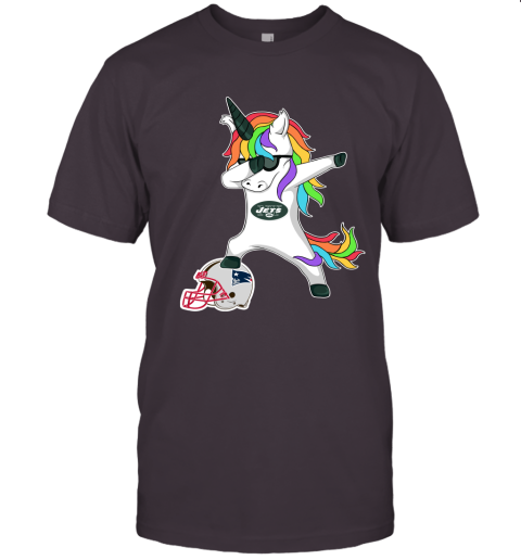 Football Dabbing Unicorn Steps On Helmet New York Jets Unisex Jersey Tee