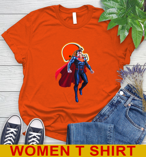 NFL Superman DC Sports Football Cleveland Browns Women's T-Shirt 4