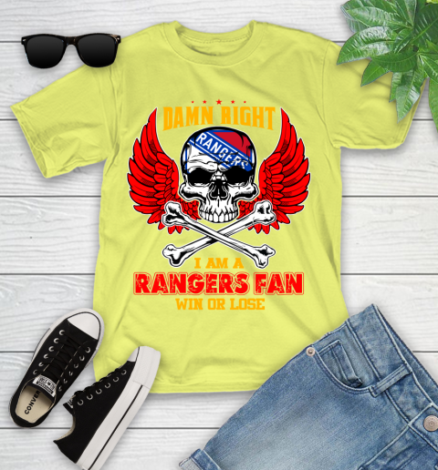 NHL Damn Right I Am A New York Rangers Win Or Lose Skull Hockey Sports Youth T-Shirt 10