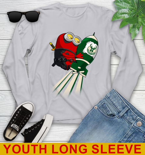 NBA Basketball Milwaukee Bucks Deadpool Minion Marvel Shirt Youth Long Sleeve 5