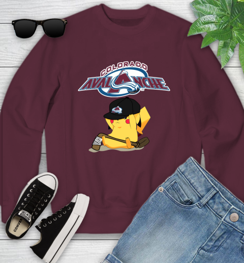 NHL Pikachu Hockey Sports Colorado Avalanche Youth Sweatshirt 5