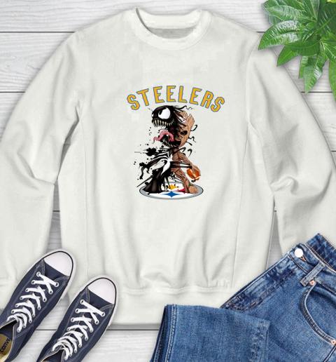NFL Pittsburgh Steelers Football Venom Groot Guardians Of The Galaxy Sweatshirt