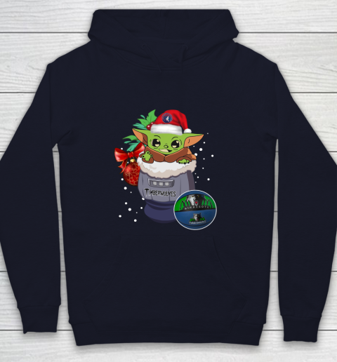 Minnesota Timberwolves Christmas Baby Yoda Star Wars Funny Happy NBA Youth Hoodie 3