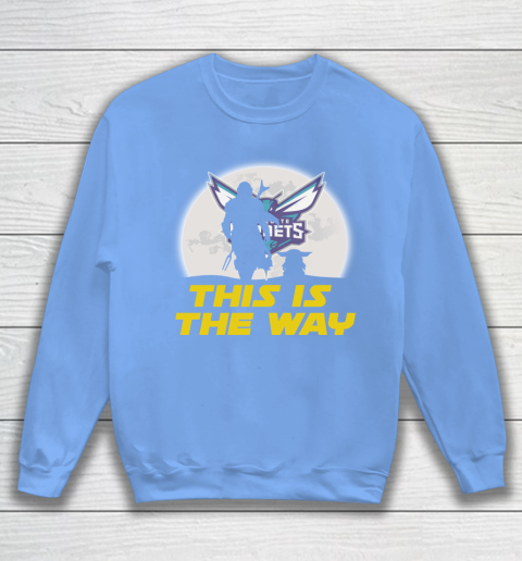 Charlotte Hornets NBA Basketball Star Wars Yoda And Mandalorian This Is The Way Sweatshirt 8
