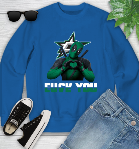 NHL Dallas Stars Deadpool Love You Fuck You Hockey Sports Youth Sweatshirt 7