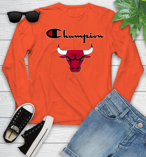 NBA Basketball Chicago Bulls Champion Shirt Youth Long Sleeve 2