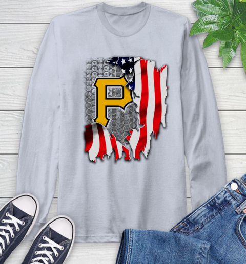 Pittsburgh Pirates MLB Baseball American Flag Long Sleeve T-Shirt 6