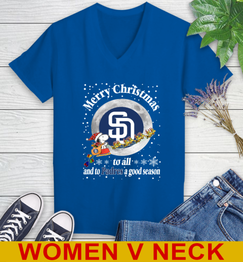 San Diego Padres Merry Christmas To All And To Padres A Good Season MLB Baseball Sports Women's V-Neck T-Shirt 9