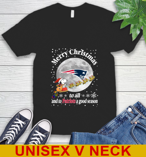 New England Patriots Merry Christmas To All And To Patriots A Good Season NFL Football Sports V-Neck T-Shirt