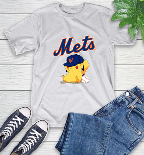 MLB Pikachu Baseball Sports New York Mets T-Shirt 12