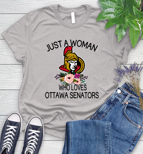 NHL Just A Woman Who Loves Ottawa Senators Hockey Sports Women's T-Shirt 10