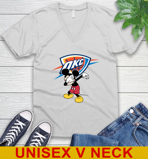 Oklahoma City Thunder NBA Basketball Dabbing Mickey Disney Sports V-Neck T-Shirt