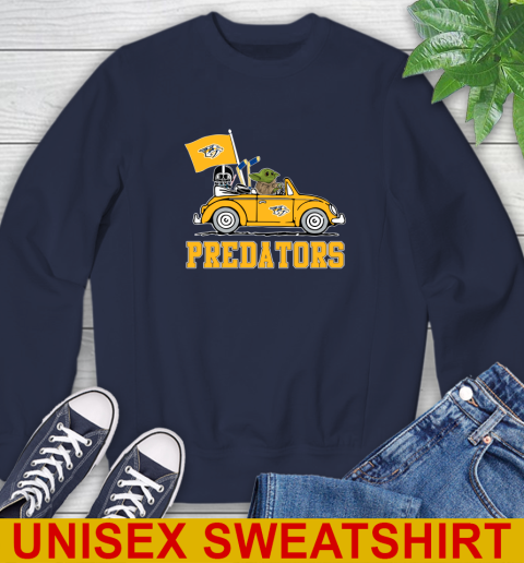 NHL Hockey Nashville Predators Darth Vader Baby Yoda Driving Star Wars Shirt Sweatshirt 3