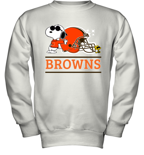 The Ceveland Browns Joe Cool And Woodstock Snoopy Mashup Youth Sweatshirt