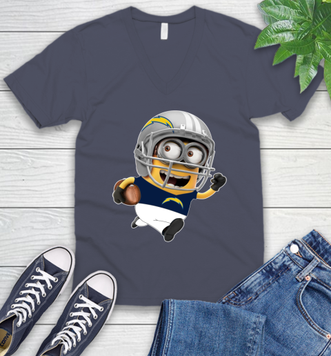 NFL San Diego Chargers Minions Disney Football Sports V-Neck T-Shirt 9