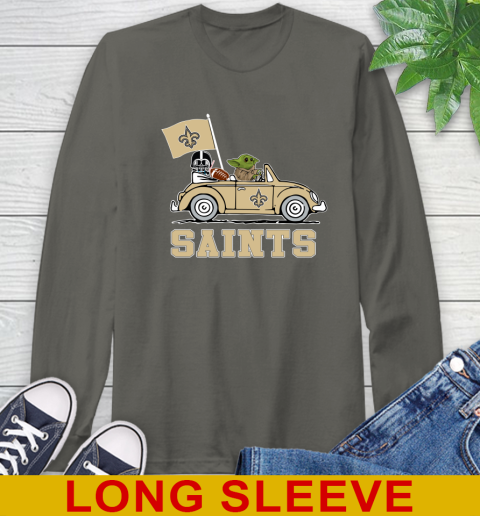 NFL Football New Orleans Saints Darth Vader Baby Yoda Driving Star Wars Shirt Long Sleeve T-Shirt 8