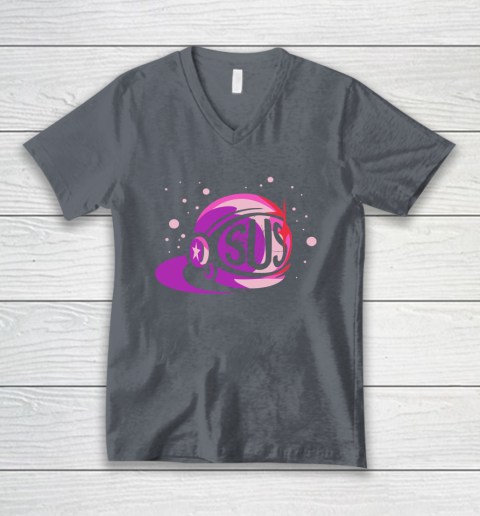 Ah Dont Be Sus Pink Among Us V Neck T Shirt Tee For Sports