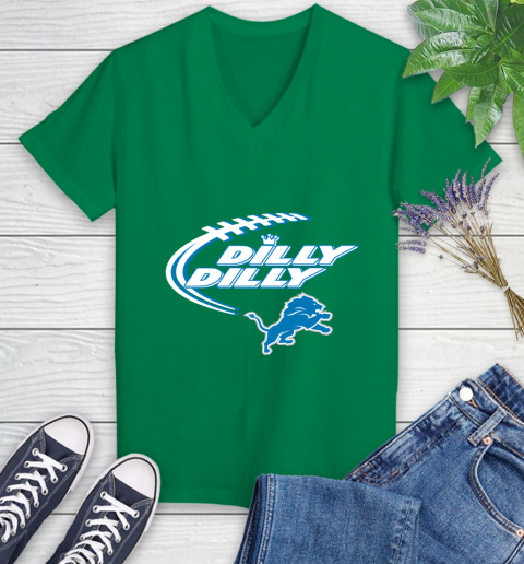 NFL Detroit Lions Dilly Dilly Football Sports Women's V-Neck T-Shirt 5