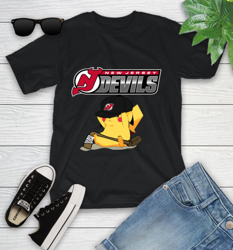 NHL Pikachu Hockey Sports New Jersey Devils Youth T-Shirt 2