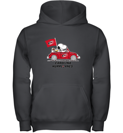 Snoopy And Woodstock Ride The Carolina Hurricanes Car NHL Youth Hoodie