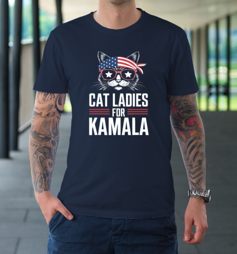 Cat Ladies for Kamala Funny Cat 2024 President Kamala Harris T-Shirt 2