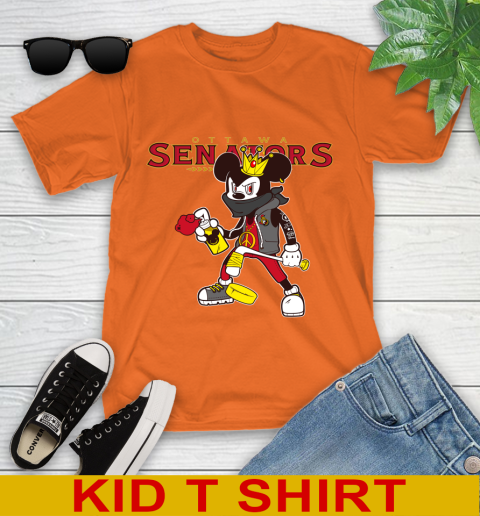 Ottawa Senators NHL Hockey Mickey Peace Sign Sports Youth T-Shirt 7