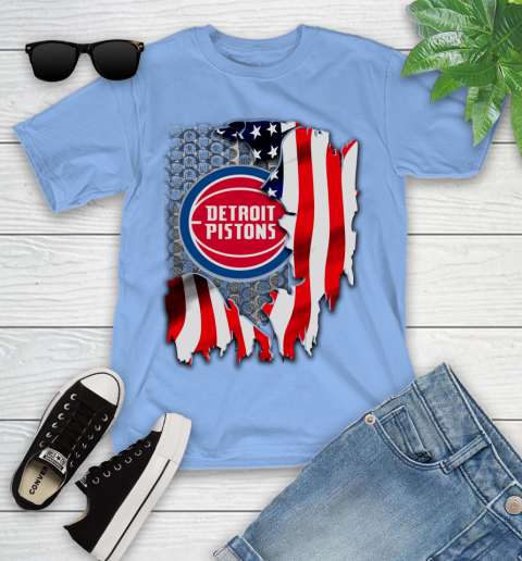 Detroit Pistons NBA Basketball American Flag Youth T-Shirt 15