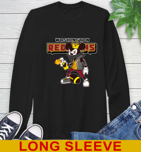 Washington Redskins NFL Football Mickey Peace Sign Sports Long Sleeve T-Shirt 2