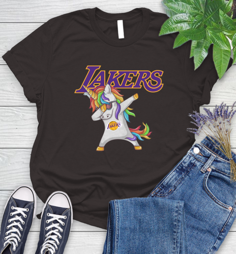 Los Angeles Lakers NBA Basketball Funny Unicorn Dabbing Sports Women's T-Shirt 8