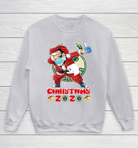 Milwaukee Bucks Funny Santa Claus Dabbing Christmas 2020 NBA Youth Sweatshirt 3