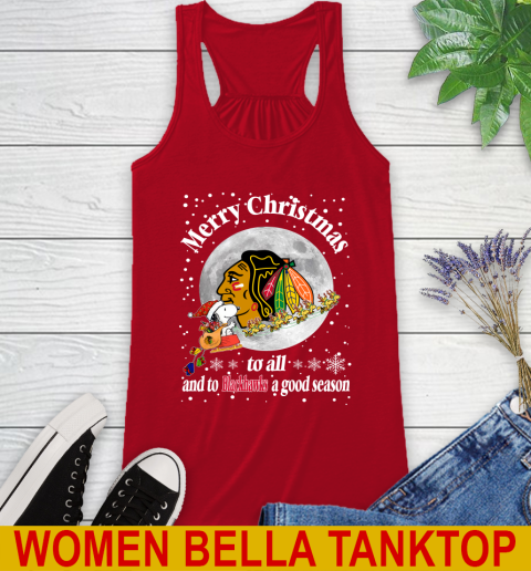 Chicago Blackhawks Merry Christmas To All And To Blackhawks A Good Season NHL Hockey Sports Racerback Tank 4