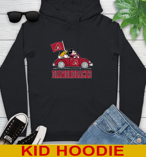 MLB Baseball Arizona Diamondbacks Pluto Mickey Driving Disney Shirt Youth Hoodie 2