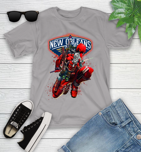 NBA Deadpool Marvel Comics Sports Basketball New Orleans Pelicans Youth T-Shirt 4