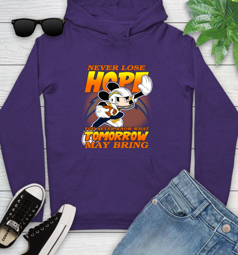 Los Angeles Chargers NFL Football Mickey Disney Never Lose Hope Youth Hoodie 5