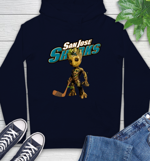 San Jose Sharks NHL Hockey Groot Marvel Guardians Of The Galaxy Hoodie 4