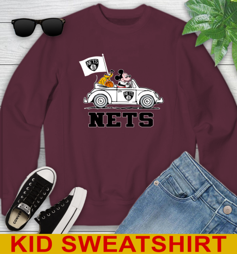 NBA Basketball Brooklyn Nets Pluto Mickey Driving Disney Shirt Youth Sweatshirt 5