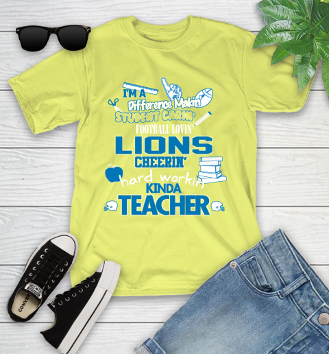 Detroit Lions NFL I'm A Difference Making Student Caring Football Loving Kinda Teacher Youth T-Shirt 10