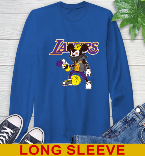 Los Angeles Lakers NBA Basketball Mickey Peace Sign Sports Long Sleeve T-Shirt 9
