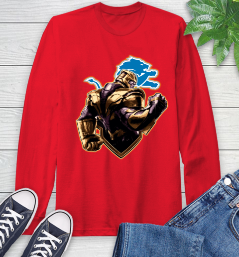 NFL Thanos Avengers Endgame Football Sports Detroit Lions Long Sleeve T-Shirt 10
