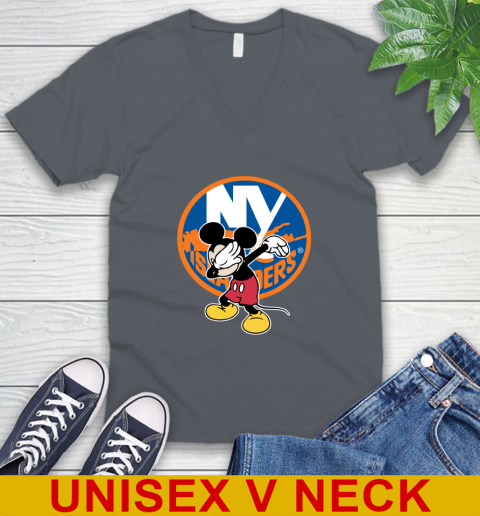 New York Islanders NHL Hockey Dabbing Mickey Disney Sports V-Neck T-Shirt 5