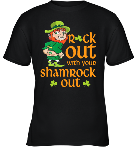 St Patrick'S Day Leprechaun Rock Out With Your Shamrock Out Youth T-Shirt